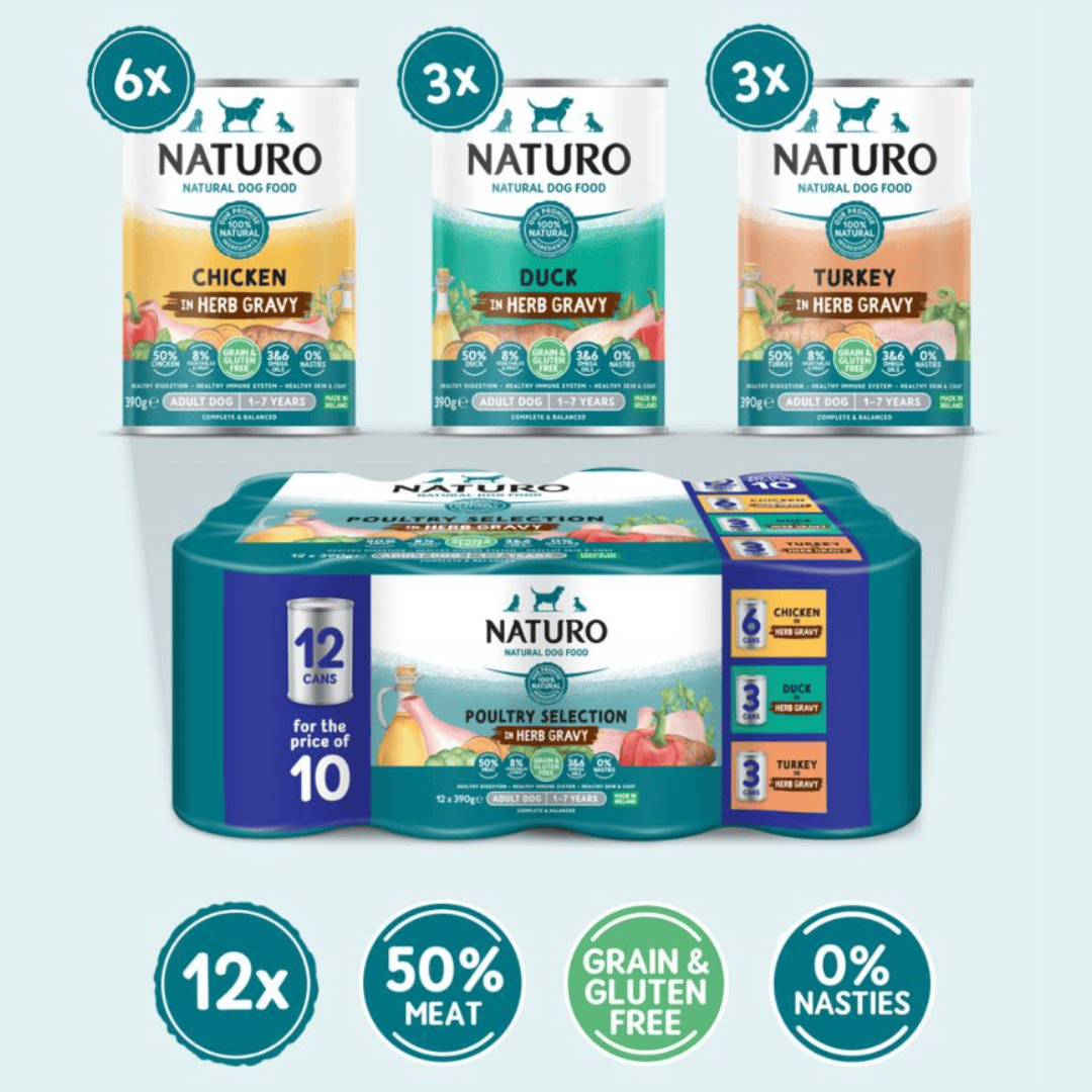 Naturo Poultry Selection dog food - 6 x chicken, 3 x duck, 3 x turkey