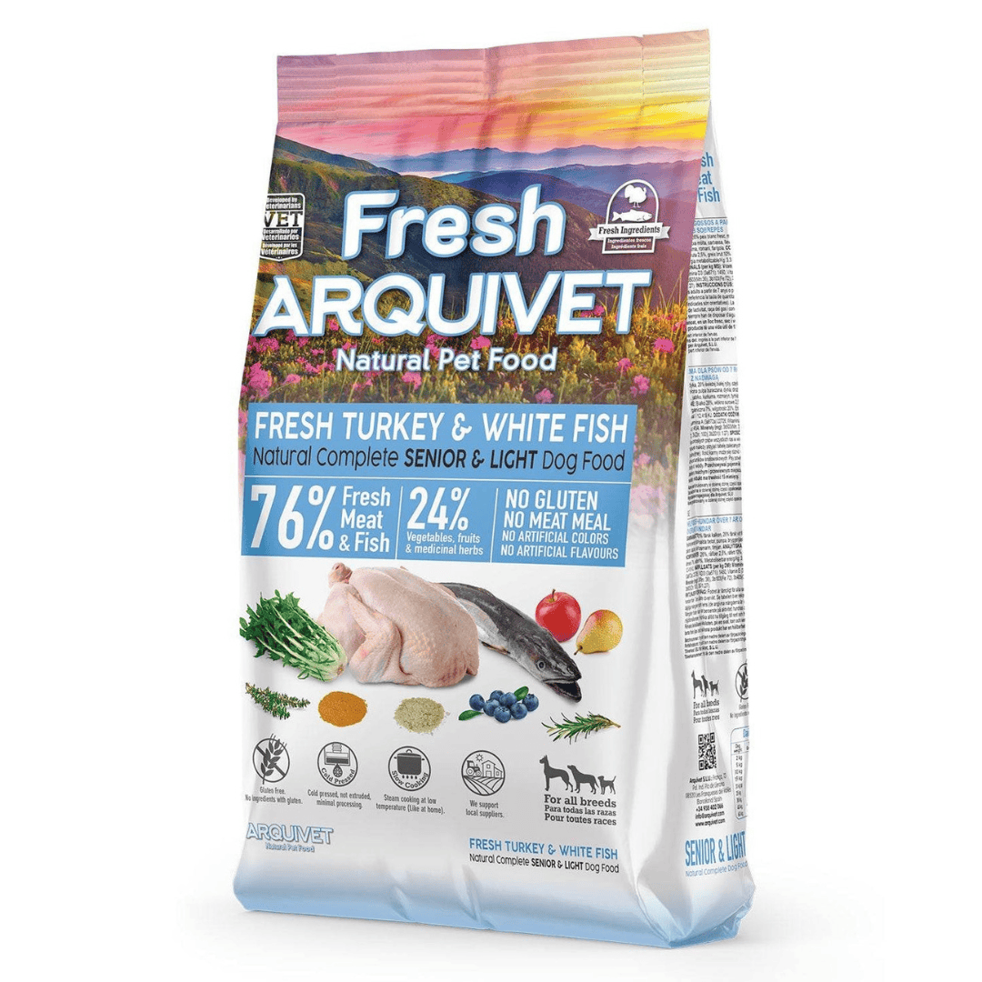 Arquivet Senior Light - Turkey & White Fish - Semi Moist Cold Pressed Food