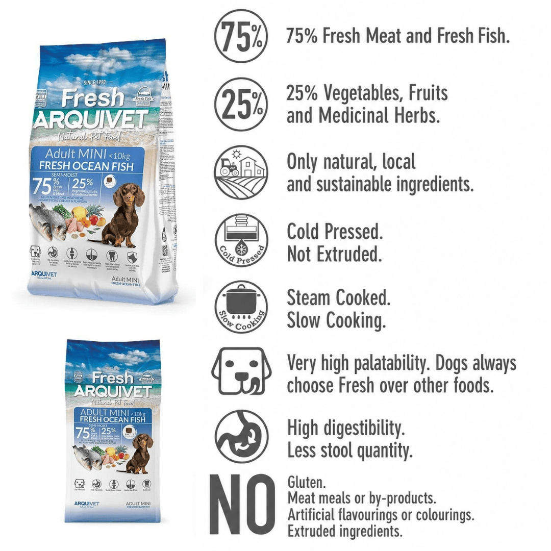 Arquivet Mini Adult - Fresh Ocean Fish - Semi Moist Cold Pressed Dog Food