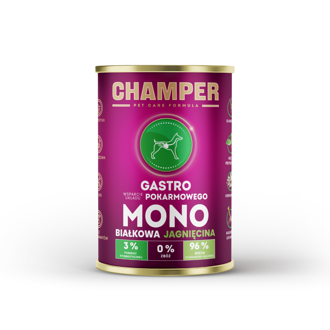 Lamb flavoured dog food - Champer single protein gastro