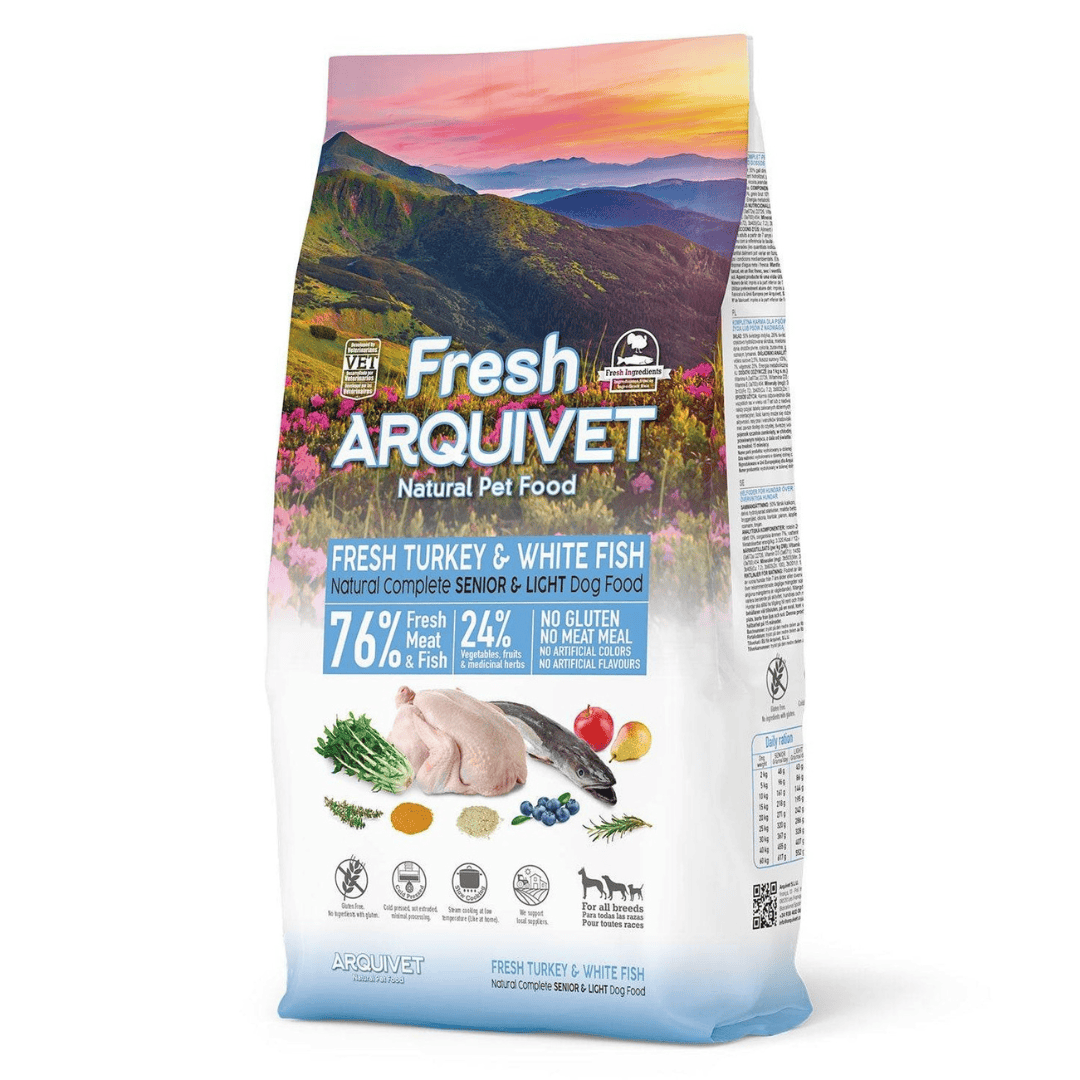 Arquivet Senior Light - Turkey & White Fish - Semi Moist Cold Pressed Food