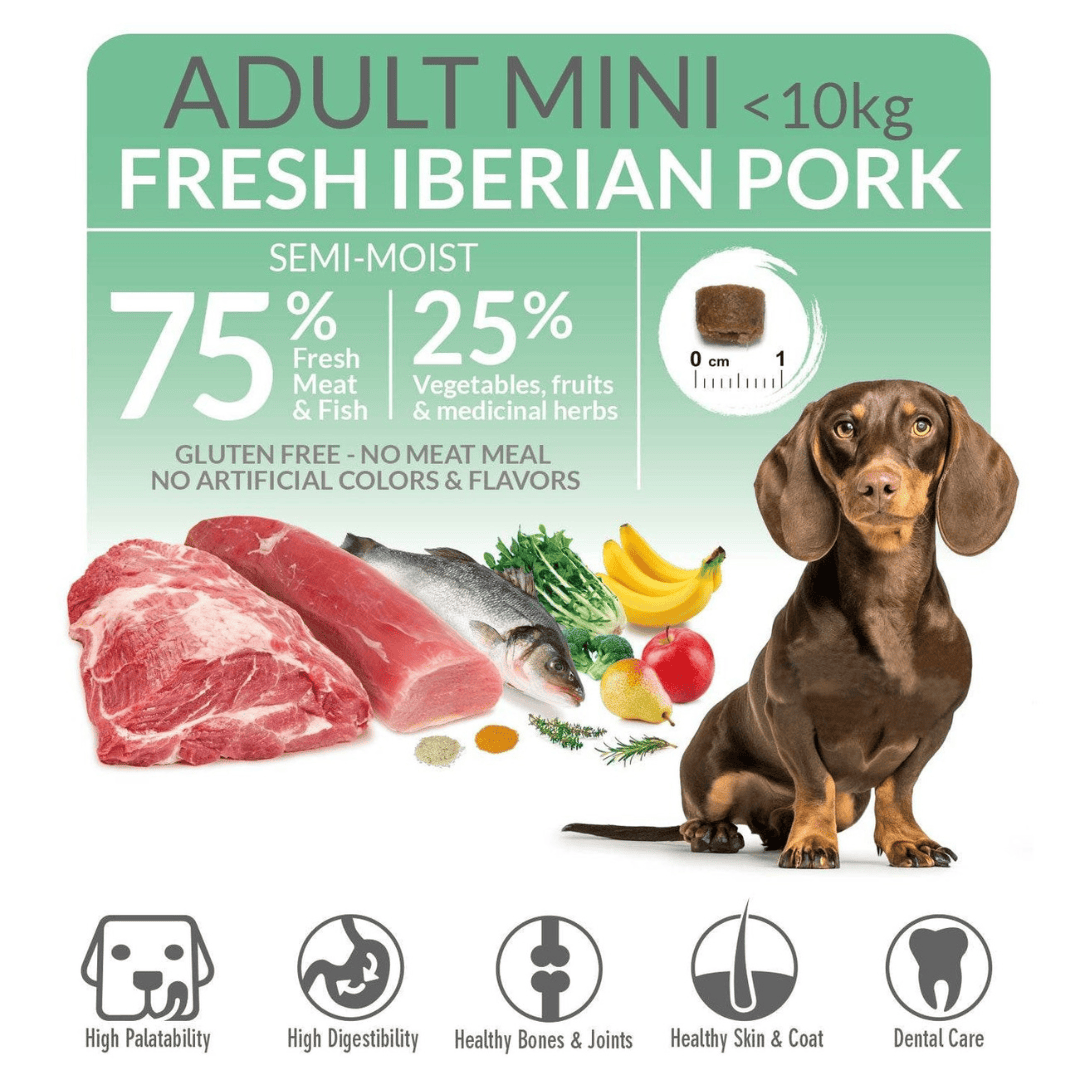 Arquivet Mini Adult - Fresh Iberian Pork - Semi Moist Cold Pressed Dog Food