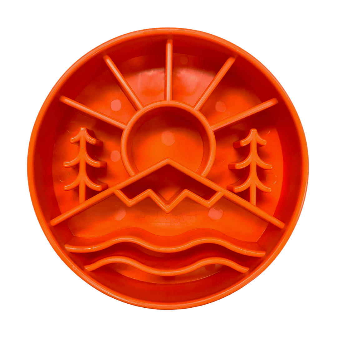 Sodapup Great Outdoors Slow Feeding Bowl in orange.