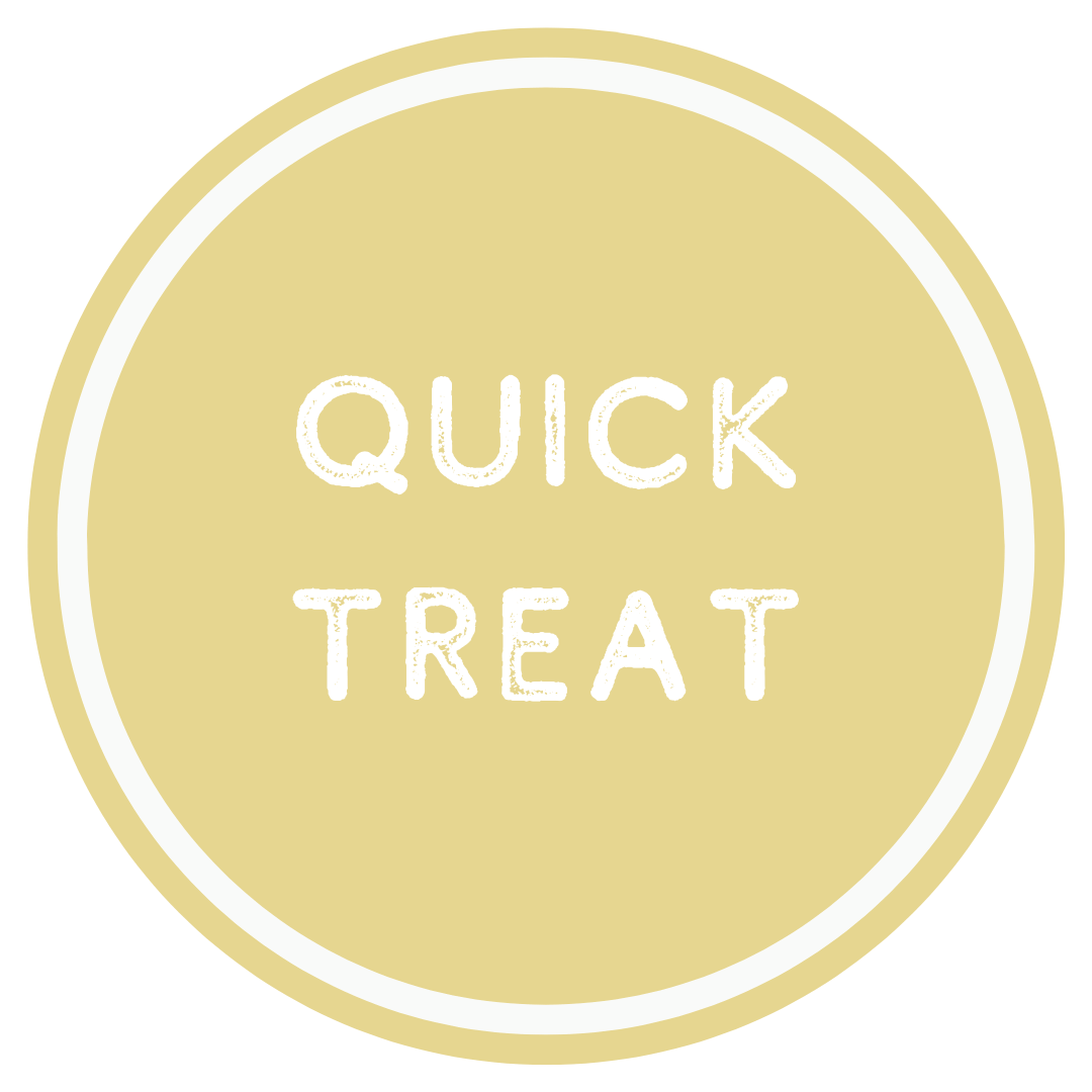 Gold circle with 'QUICK TREAT' text in the center