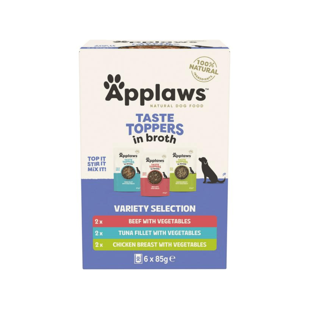 Applaws Dog Taste Toppers in Broth Multipack - Variety Pouches 6 x 85g