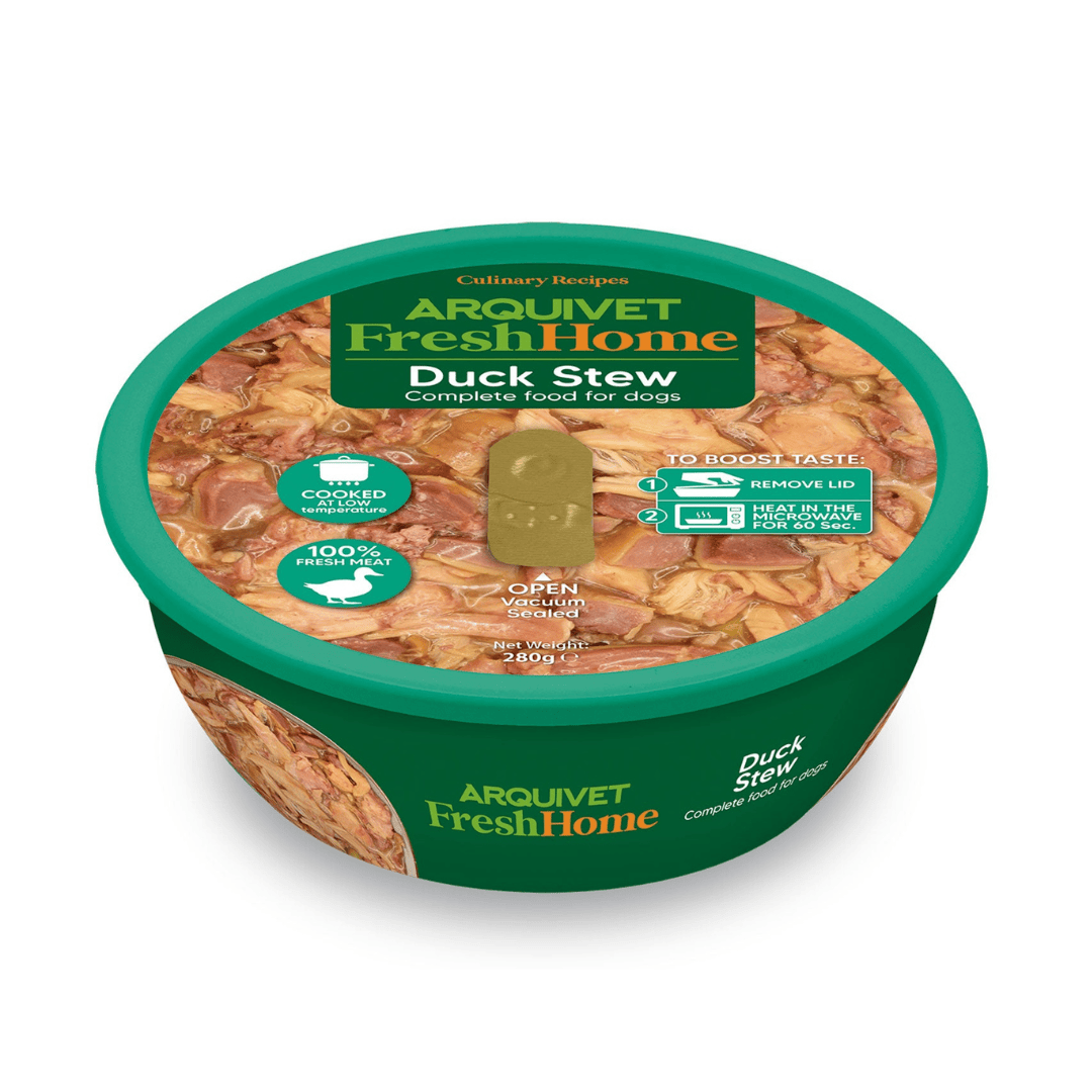 Arquivet Fresh Home Duck Stew for dogs packaging on a white background