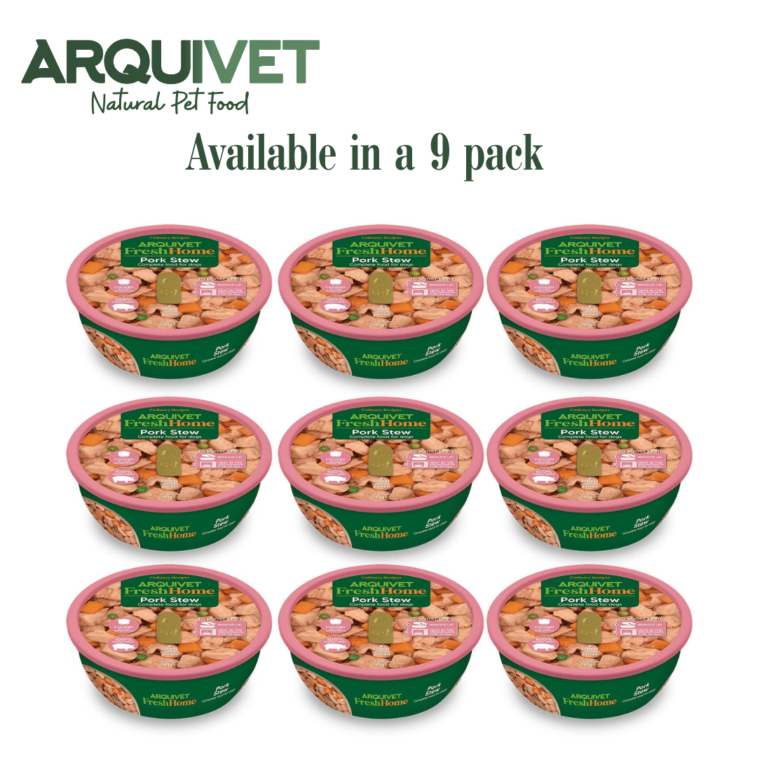 Arquivet natural pet food cups in a 9-pack on a white background
