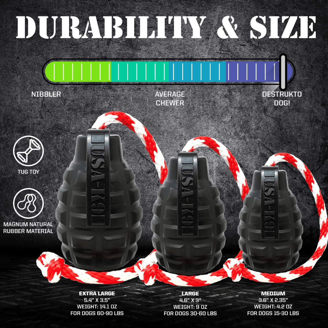 SodaPup Durable Grenade Chew and Reward Toy