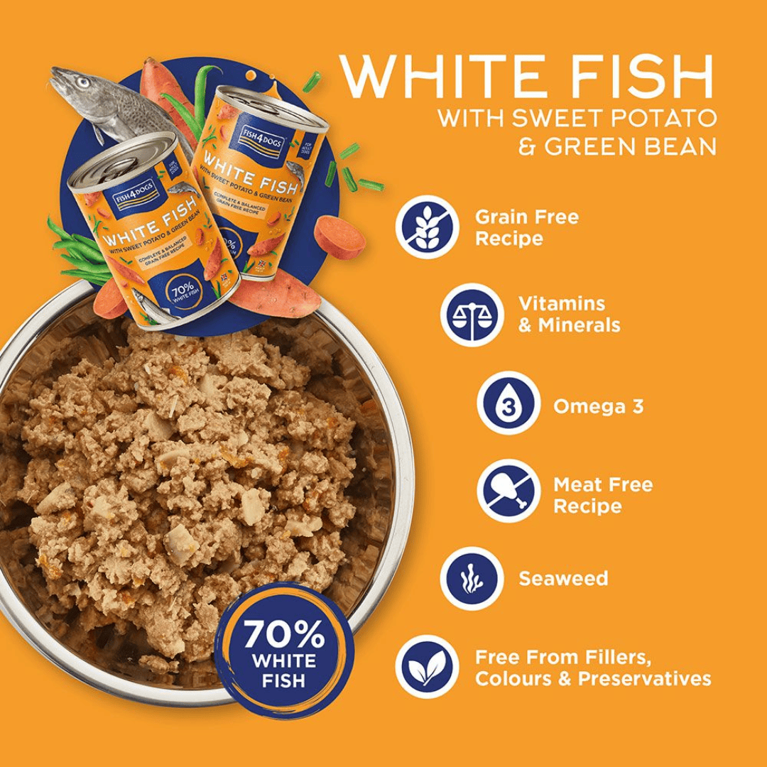 Fish 4 Dogs White Fish with Sweet Potato & Green Bean Wet Dog Food