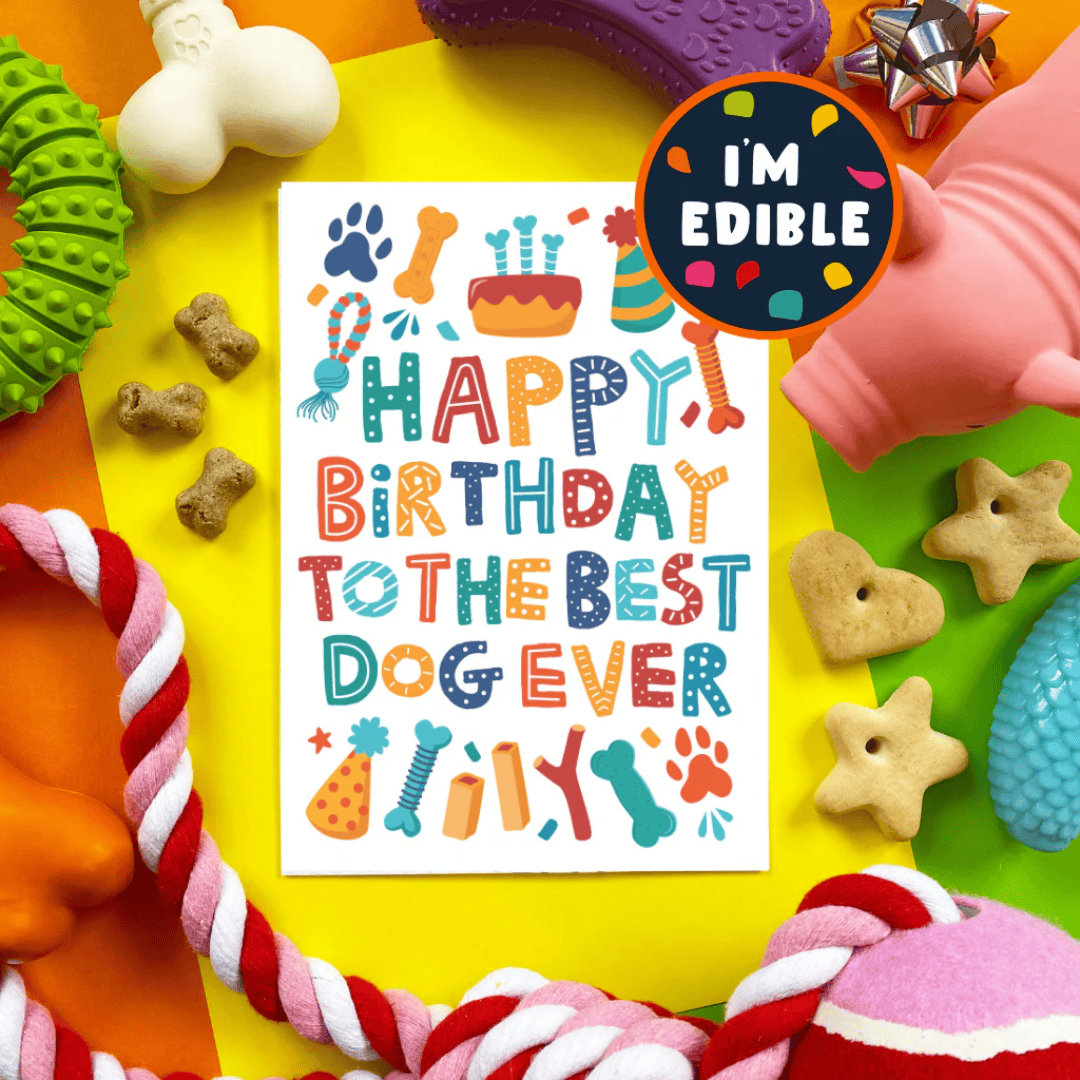 Scoff Paper Edible Cards for Dogs - Happy Birthday Best Dog Ever