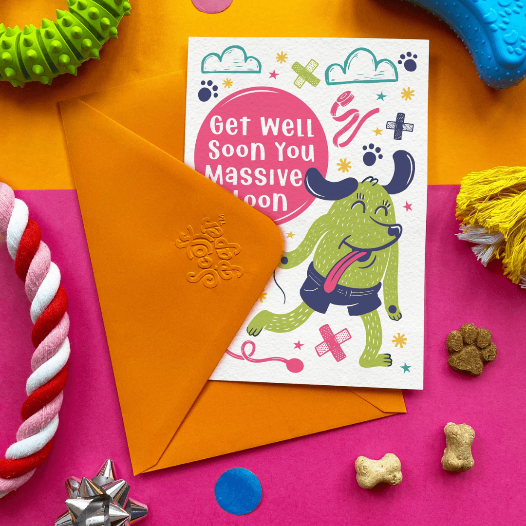 Scoff Paper Edible Cards for Dogs - Get Well Loon