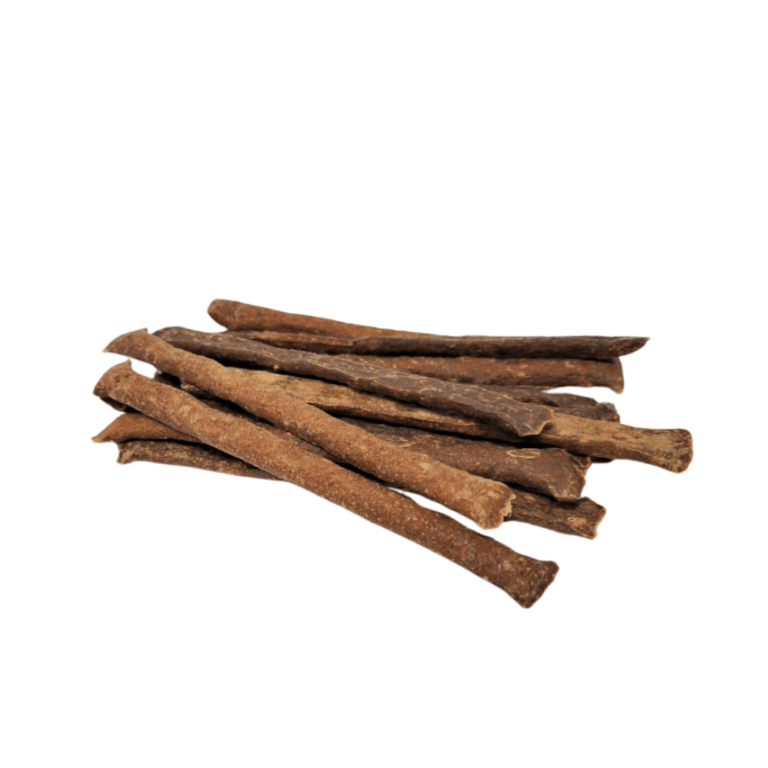 A stack of kangaroo twigs on a white background