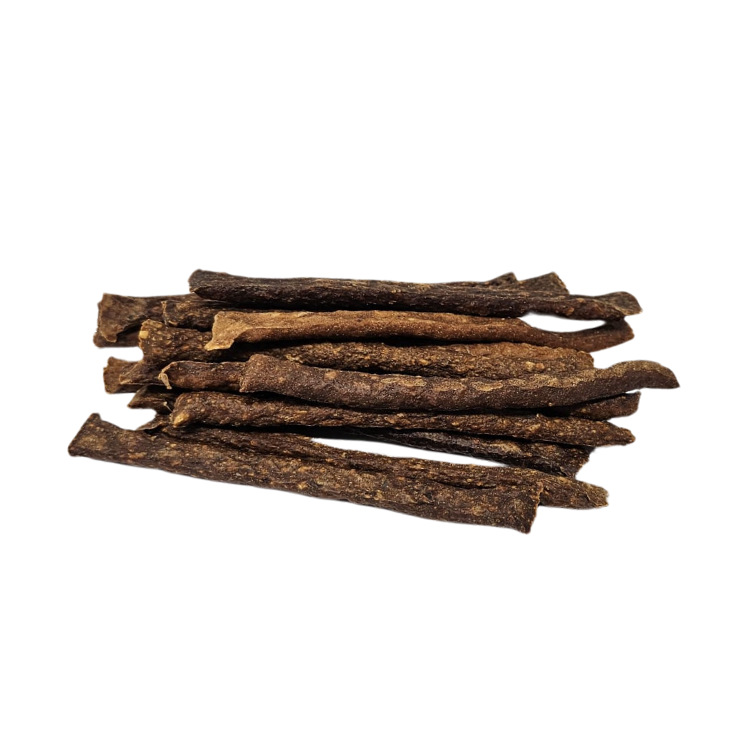 A stack of goat twigs on a white background