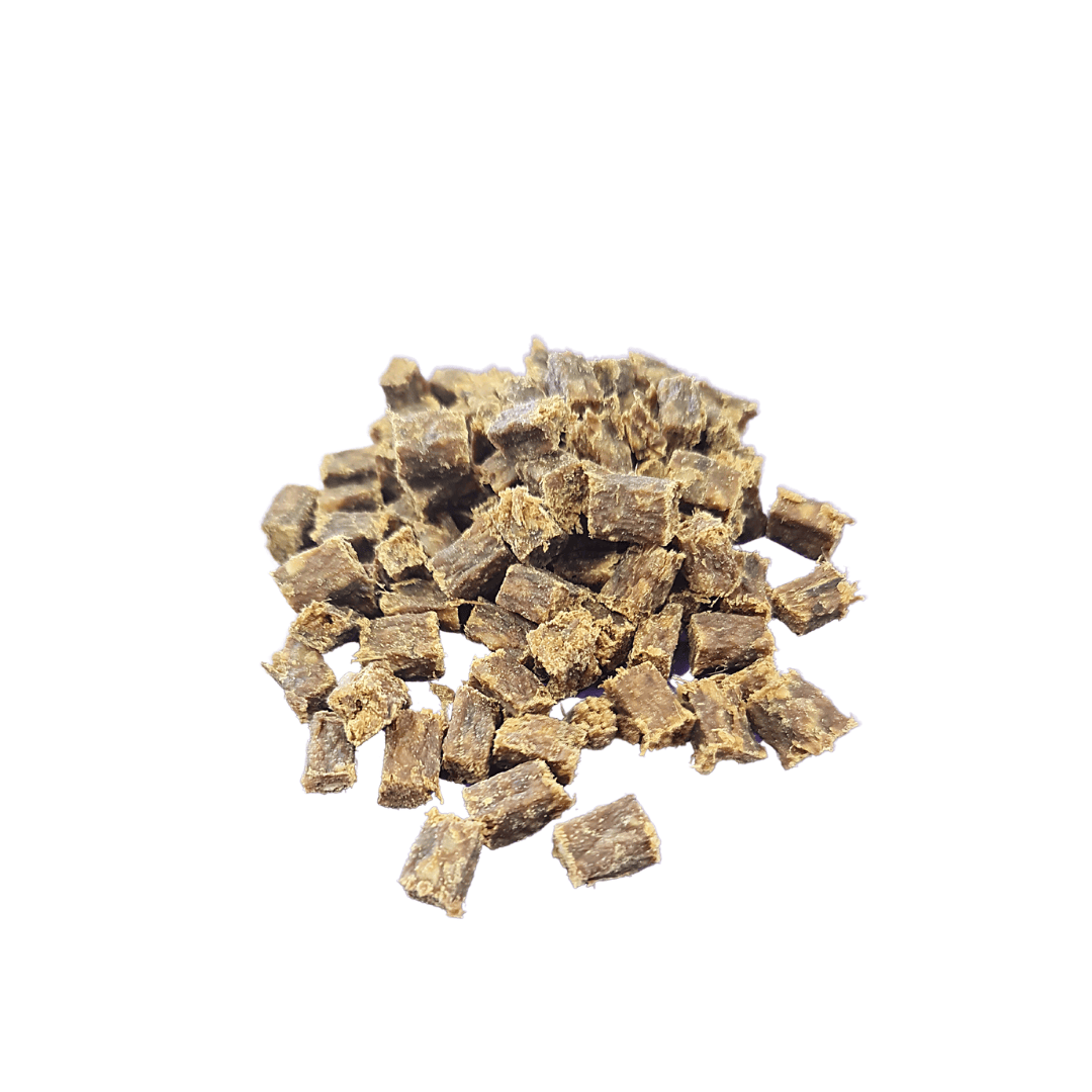 Lamb cubes on a white background