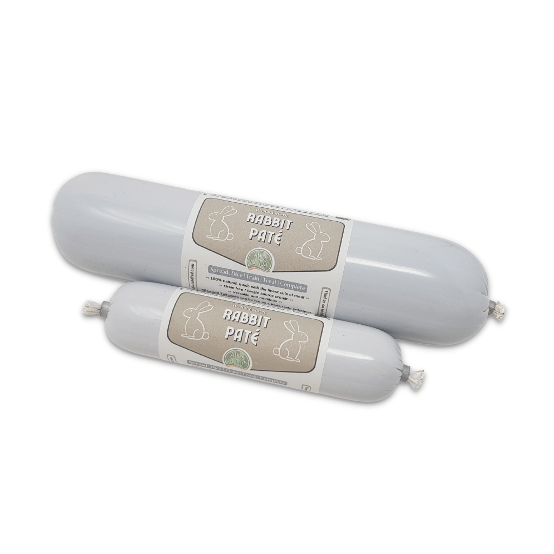 Two packages of Rabbit Pate on a white background
