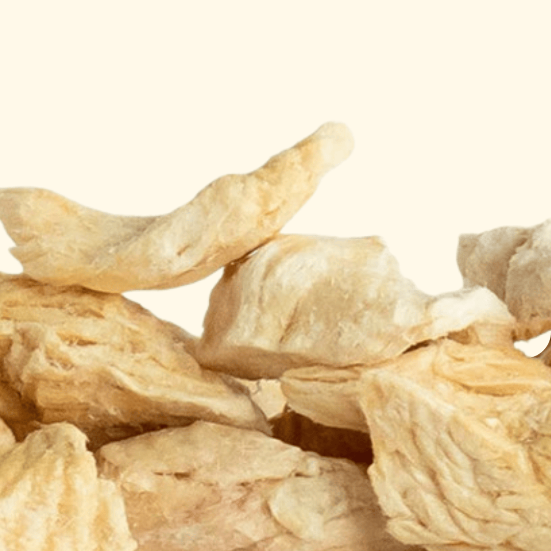 Close-up of dried turkey on a white background