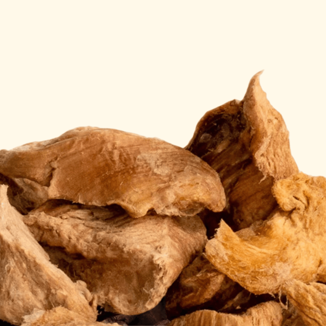 Close-up of dried turkey thigh on a beige background
