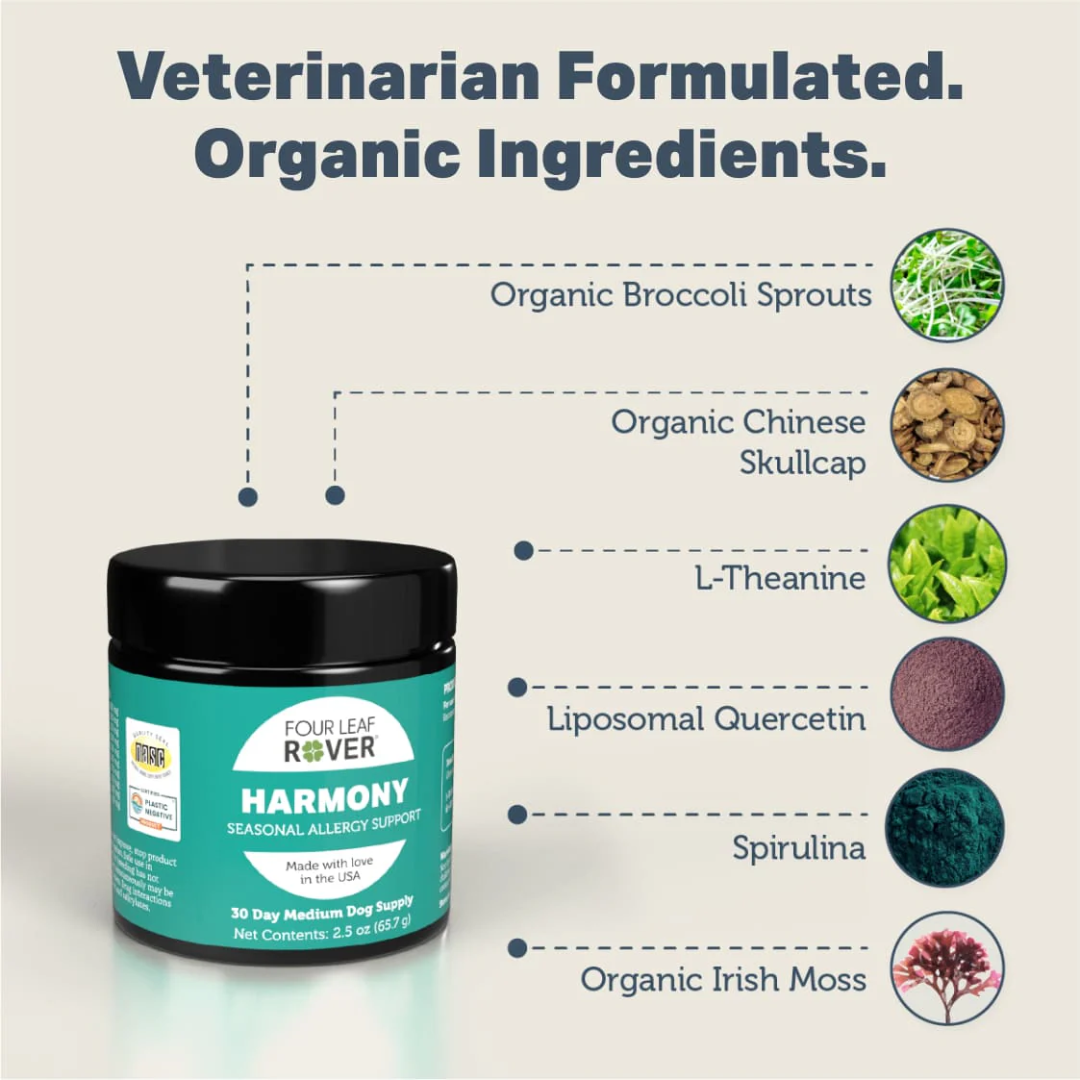 The ingredients of the Four Leaf Rover Harmony - Seasonal Allergy Support