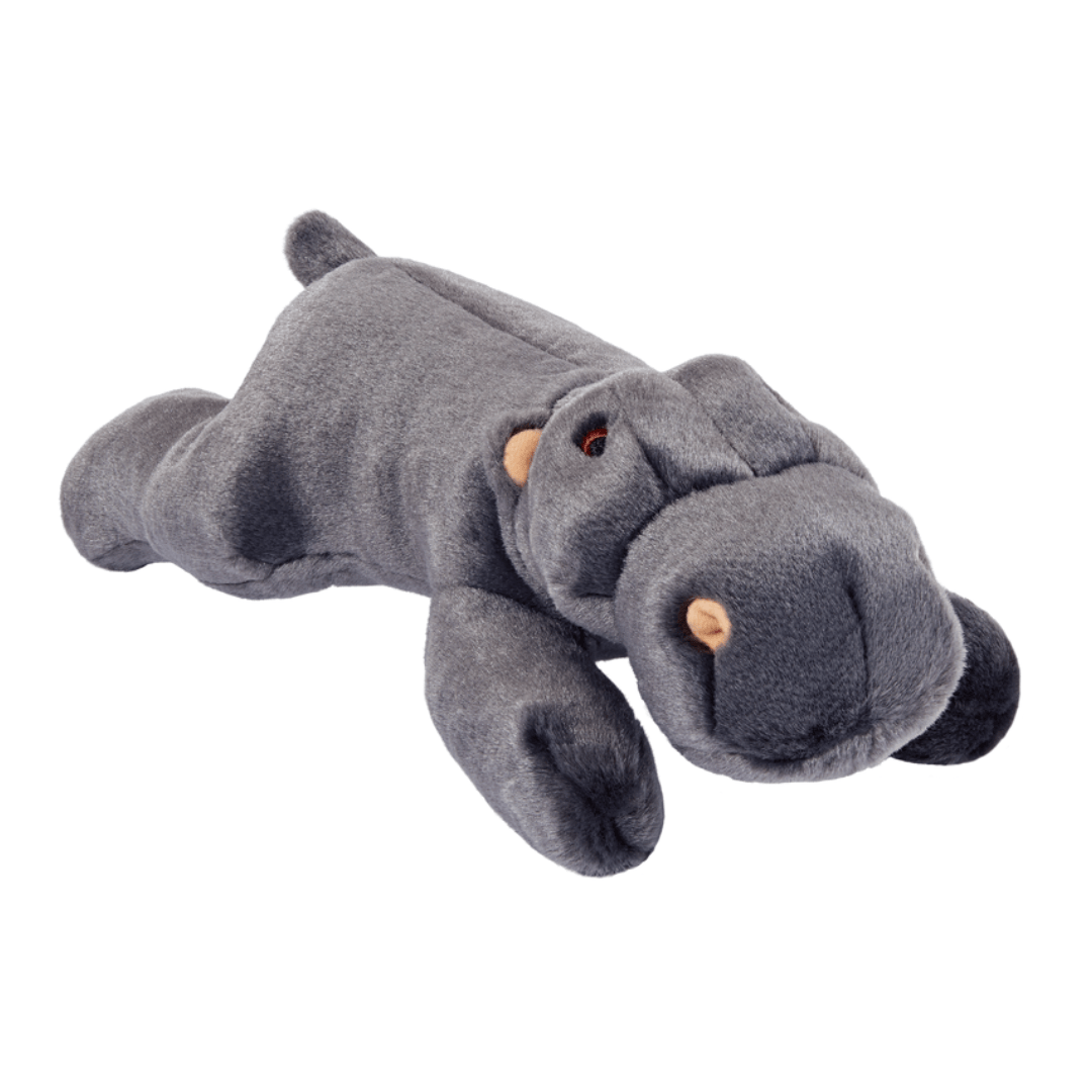 Grey Helga Hippo plush toy on a white background