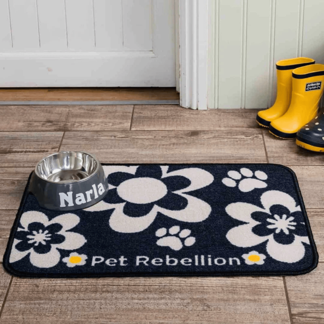 Dinner Mate Feeding Mat Black Flower