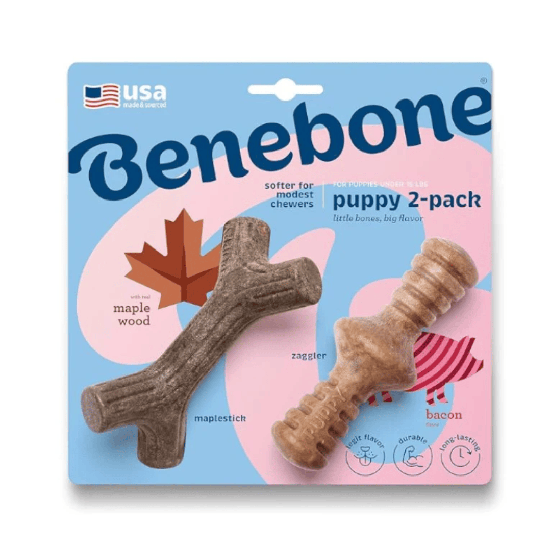 Benebone Maple Wood & Bacon Puppy 2pk