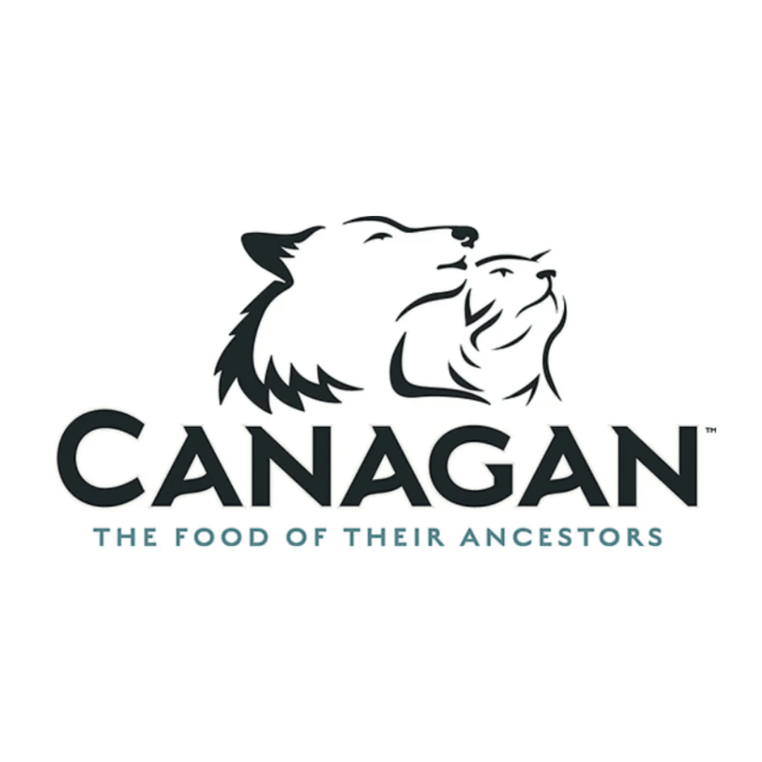 The canagan logo " Canagan - the food of their ancestors". Outline drawing of a dog and a cat.