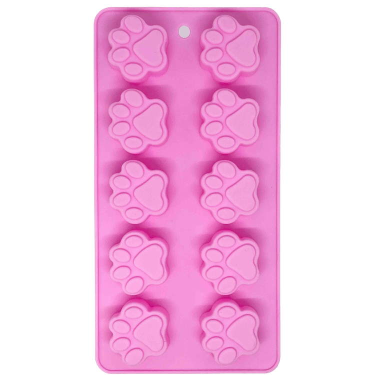 Sodapup pink silicone paw print mould with on a plain background