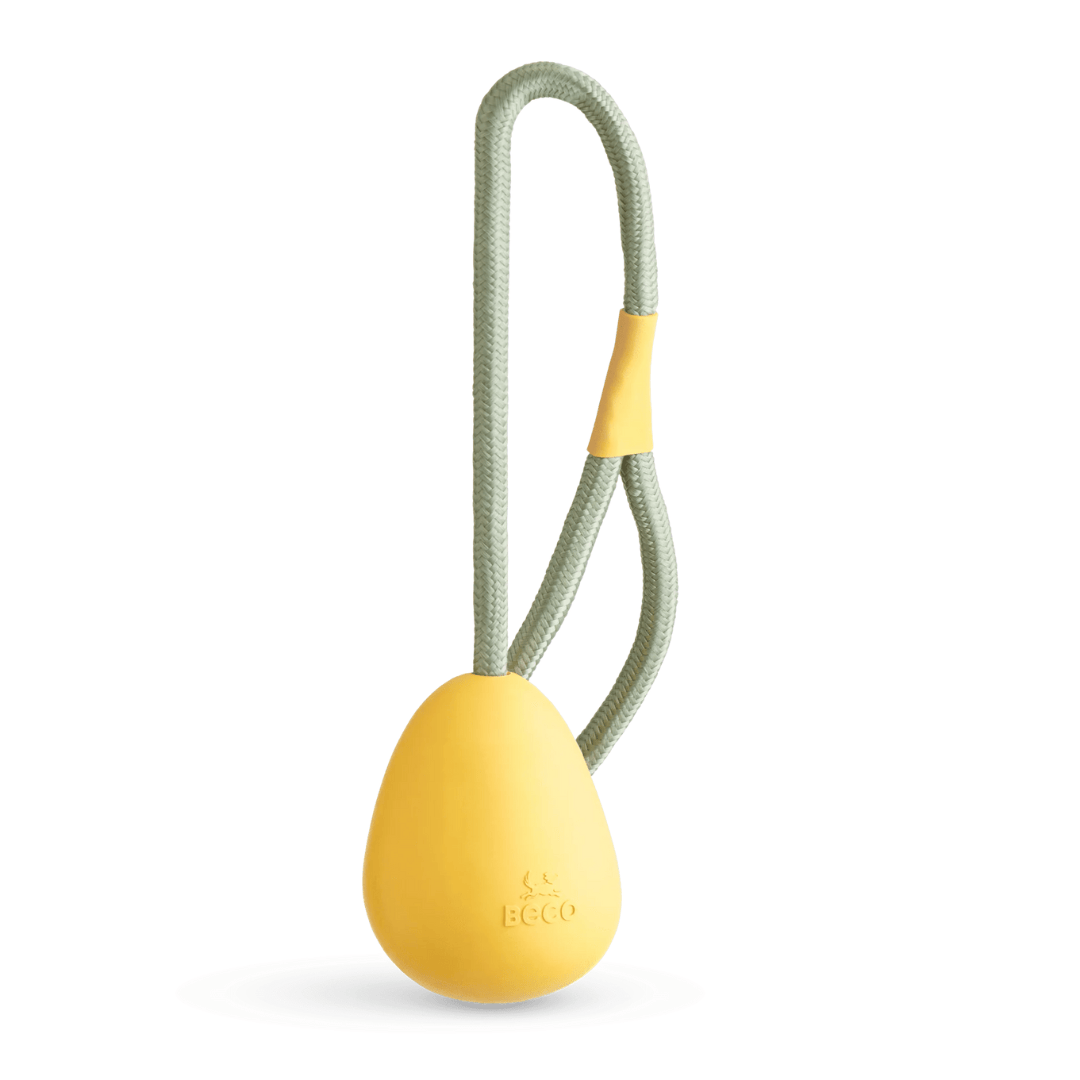Beco Yellow Rubber Slinger Pebble against a white background