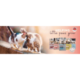 An infographic by Burgess with two cats and the phrase "Helping little paw grow". The Cat range is all on display too