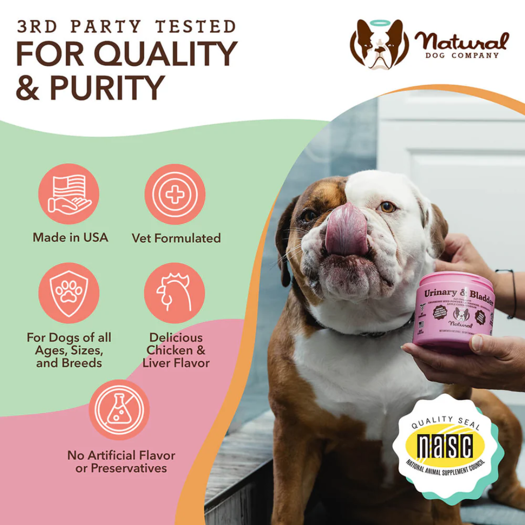 Some great reasons why the Natural Dog Company is a good and trusted product - eg: vet formulated s one listed