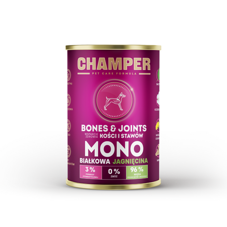 Champer Bones and Joints lamb wet dog food.