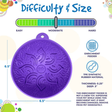 An infographic from Sodapup with some important information for the Garden of Eatin' Tipsy Bowl. 6.5"x6.5" . States the difficulty level of this lick mat as moderate.