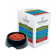 Canagan Cat Food Pouches Multipack - Instinct Selection. An example of one of the pouches served in a bowl alongside the box. A chunky mince like texture.