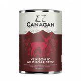 Canagan Venison and Wild Boar Stew Wet Food 400g against a white background.