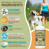 The active ingredients in Natural Dog Company Liquid Glucosamine listed and their benefits.