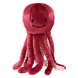 Fluff & Tuff Olympia Octopus Plush Dog Toy against a white background. Toy is a berry colour with a textured beige underside of the tentacles. 