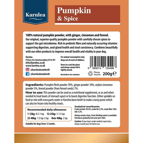 Karnlea Pumpkin & Spice Powder packaging.