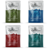 Each flavour of the multipack including: Free Run Chicken, Chicken & Salmon, Chicken & Turkey, and Chicken& Duck.