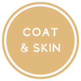 Gold circle with 'COAT & SKIN' text on a white background