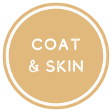 Gold circle with 'COAT & SKIN' text on a white background