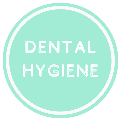Mint green circle with 'Dental Hygiene' text on a white background