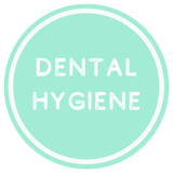 Mint green circle with 'Dental Hygiene' text on a white background