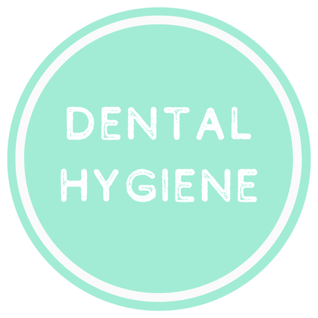 Mint green circle with 'Dental Hygiene' text on a white background