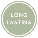 Circular logo with 'LONG LASTING' text on a green background