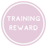 Circular badge with 'TRAINING REWARD' text on a light purple background
