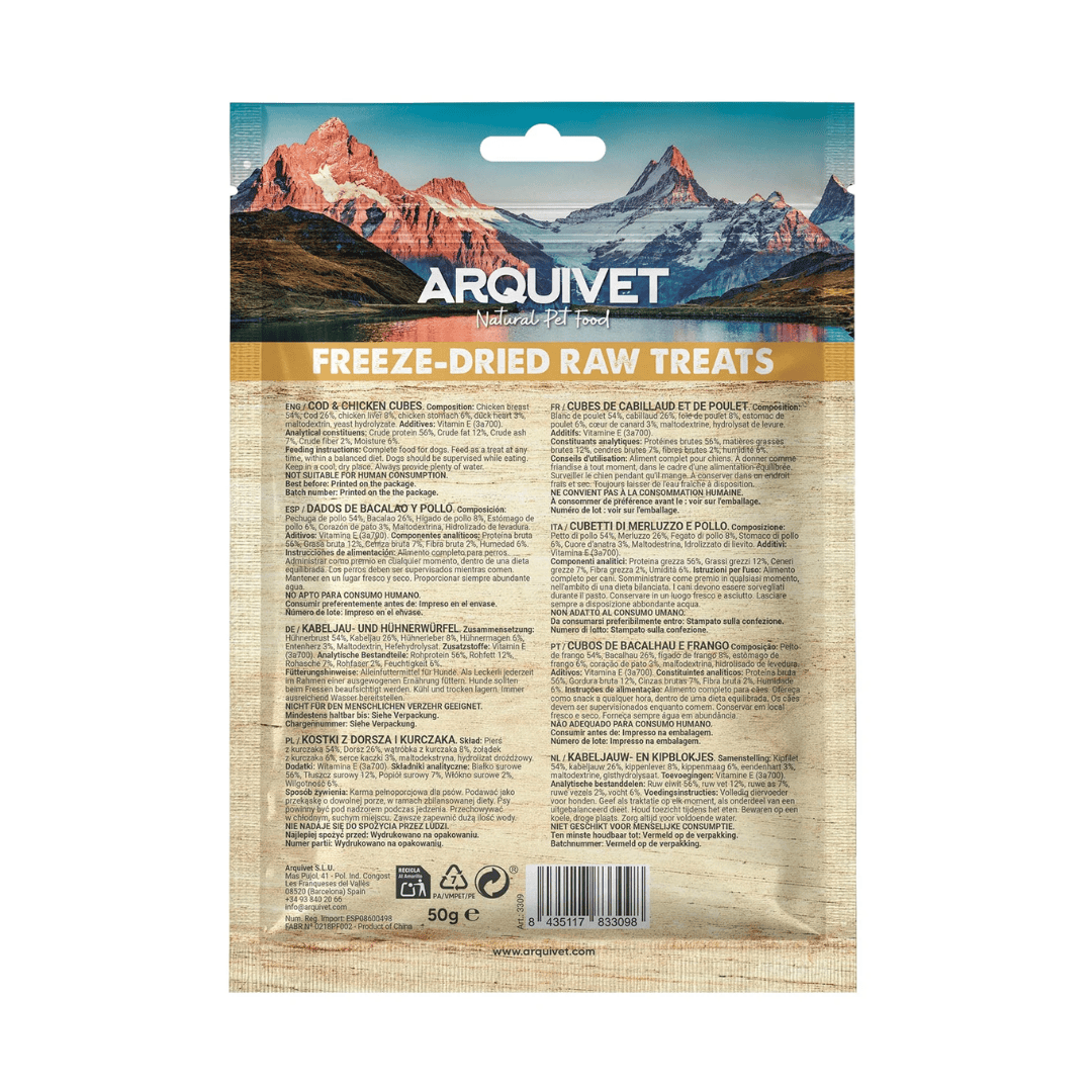 Arquivet Freeze Dried Raw Treats - Cod & Chicken Cubes