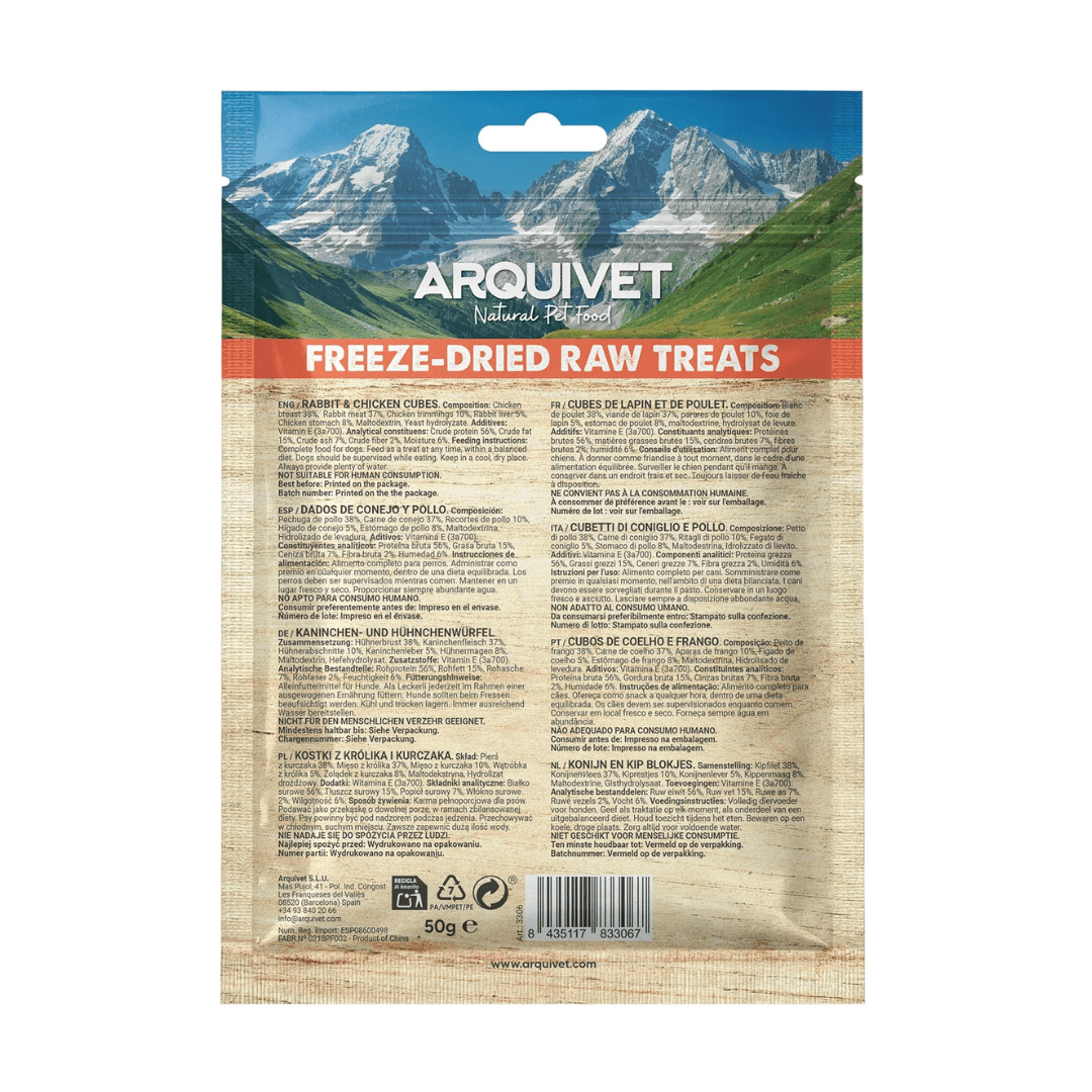 Arquivet Freeze Dried Raw Treats - Rabbit & Chicken Cubes