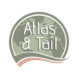 Logo of 'Atlas & Tail' with a map design on a white background
