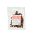 Packaged beef cubes with a label on a white background