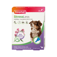 Beaphar StressLess herbal calming spot-on treatment for dogs in a 3-pack box, featuring a brown and white dog on the front, set against a plain white background.